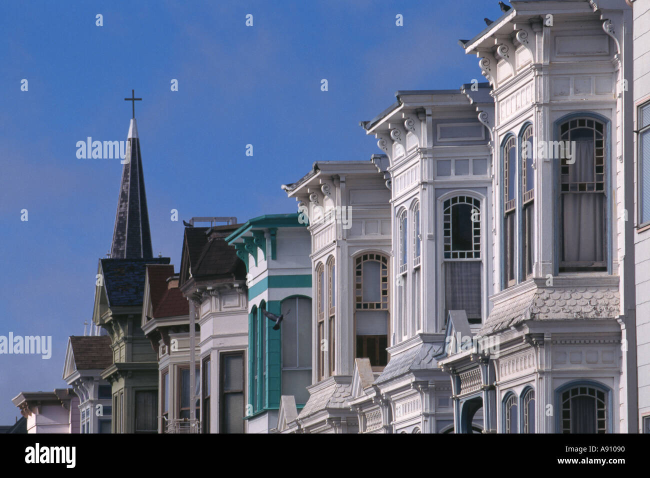 San Francisco CA Colorful Victorian Rowhouses In Mission District South Of  Market Street SOMA Stock Photo - Alamy, image size:1300x956