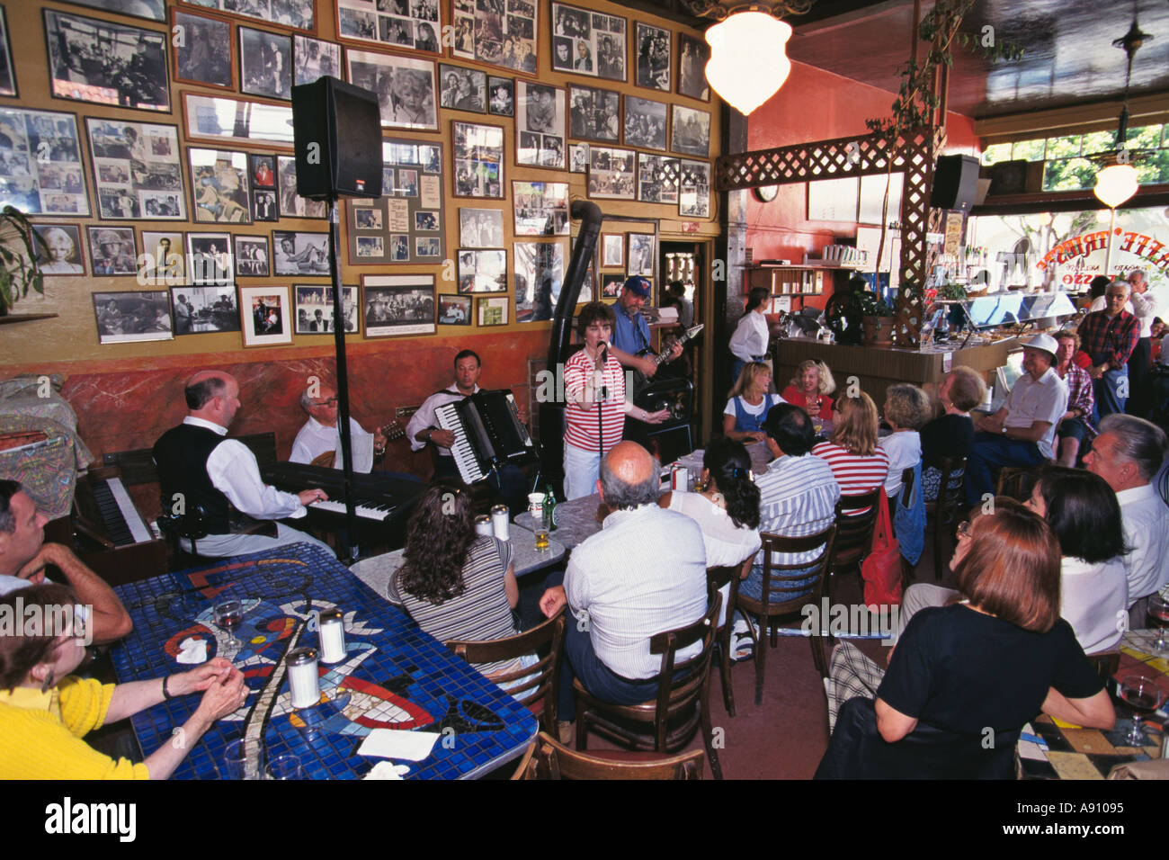 Caffe Trieste North Beach San Francisco CA Live Music At Weekly Saturday Afternoon Giotta Family Concert Stock Photo