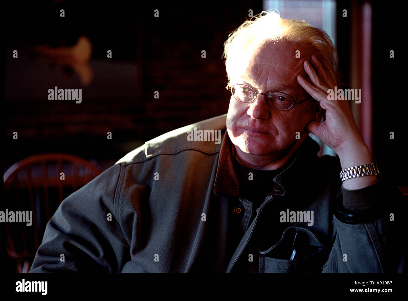 man in bar in canada Stock Photo