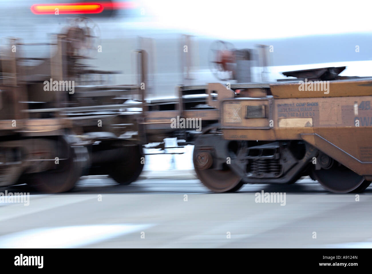 Rail cars at train crossing in Saskatchewan Stock Photo Alamy