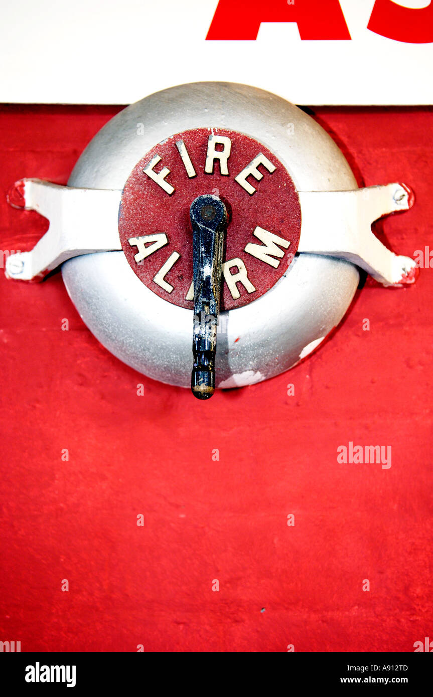 Old fashioned hand cranked manual fire alarm bell mounted on wall Stock  Photo - Alamy