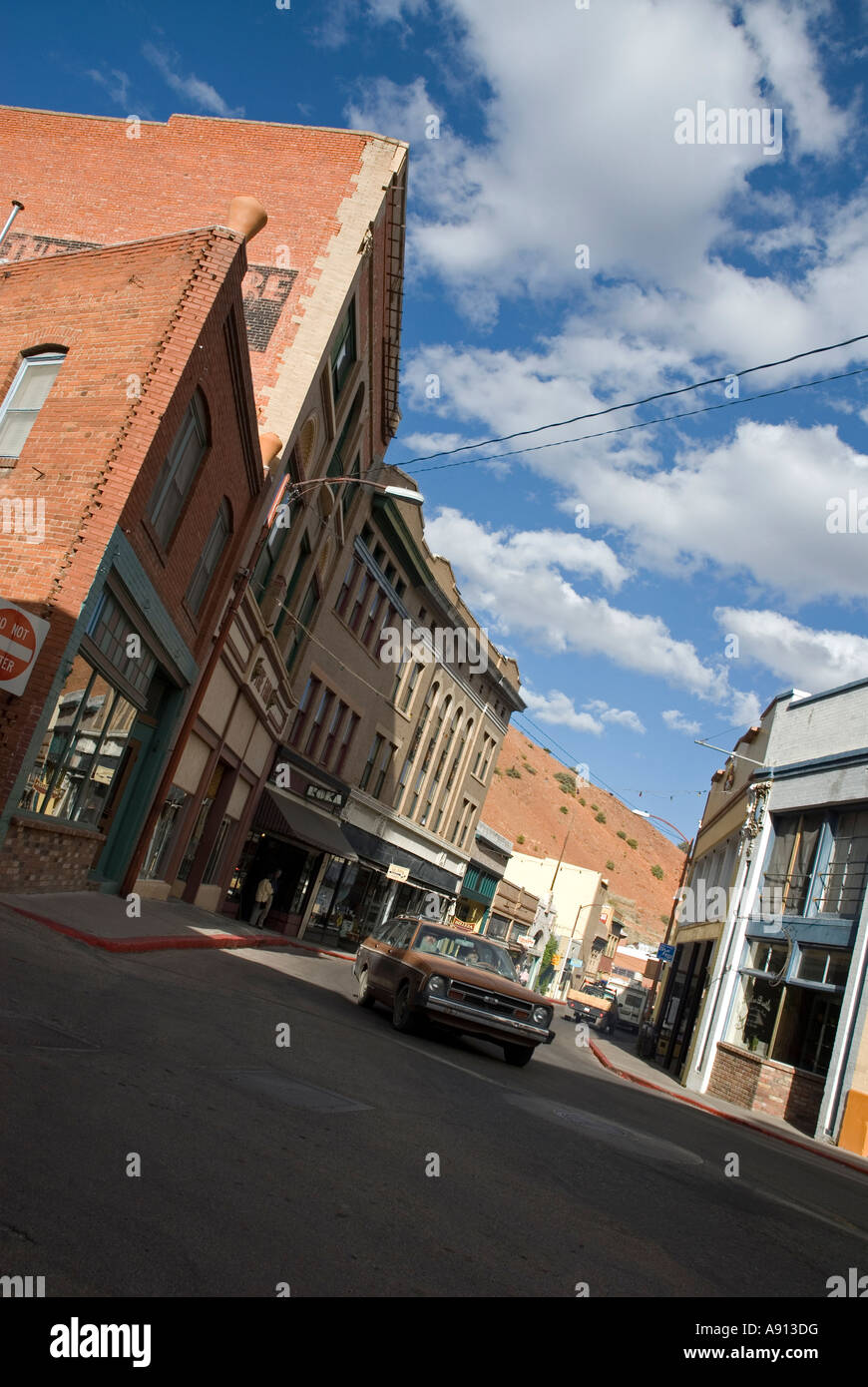 Car driving through down town Bisbee, Arizona Stock Photo Alamy
