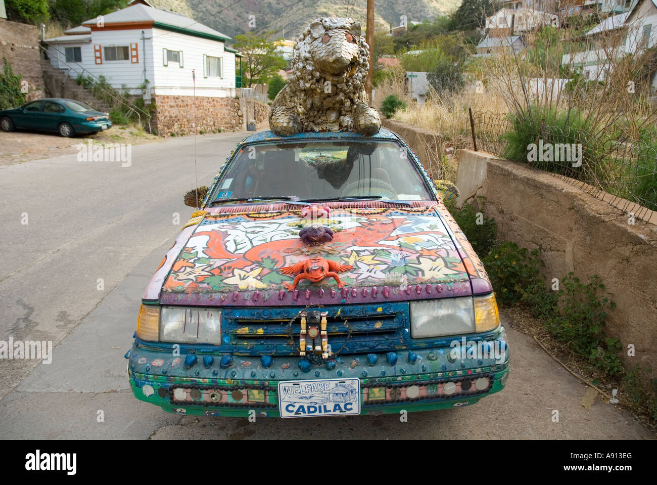 Brightly painted car, Bisbee, Arizona, USA Stock Photo Alamy