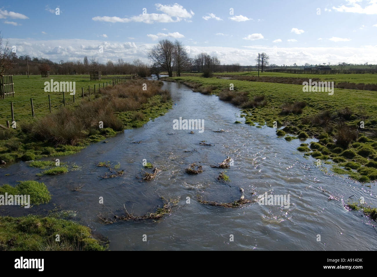 The River Ver at Redbourn, near St Albans, Hertfordshire, UK Stock