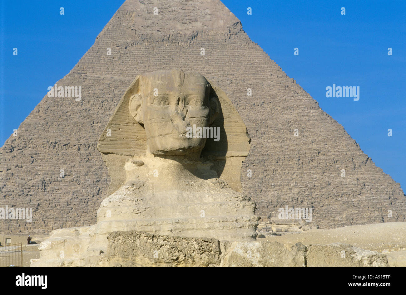The Great Sphinx and Pyramid of Khafra (Chephren), Giza, Egypt Stock ...
