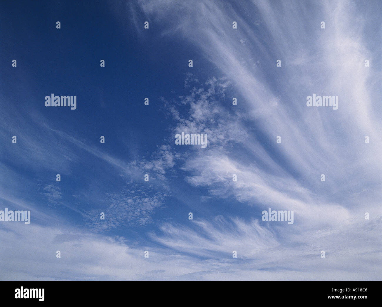 dh Cloud SKY WEATHER White whispy cloud blue sky copyspace background texture cirrus clouds backdrop with pattern Stock Photo