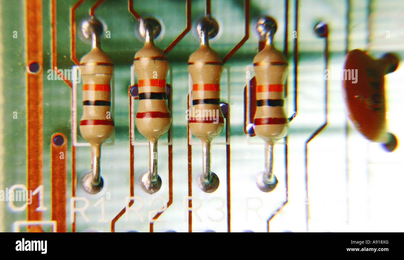 Bank of Resistors on a Circuit Board Stock Photo Alamy