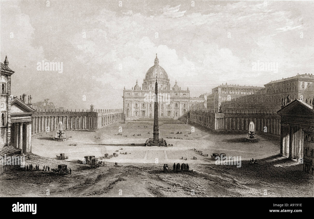 St Peter s at Rome. Drawn by G Piranesi engraved by Roberts Stock Photo