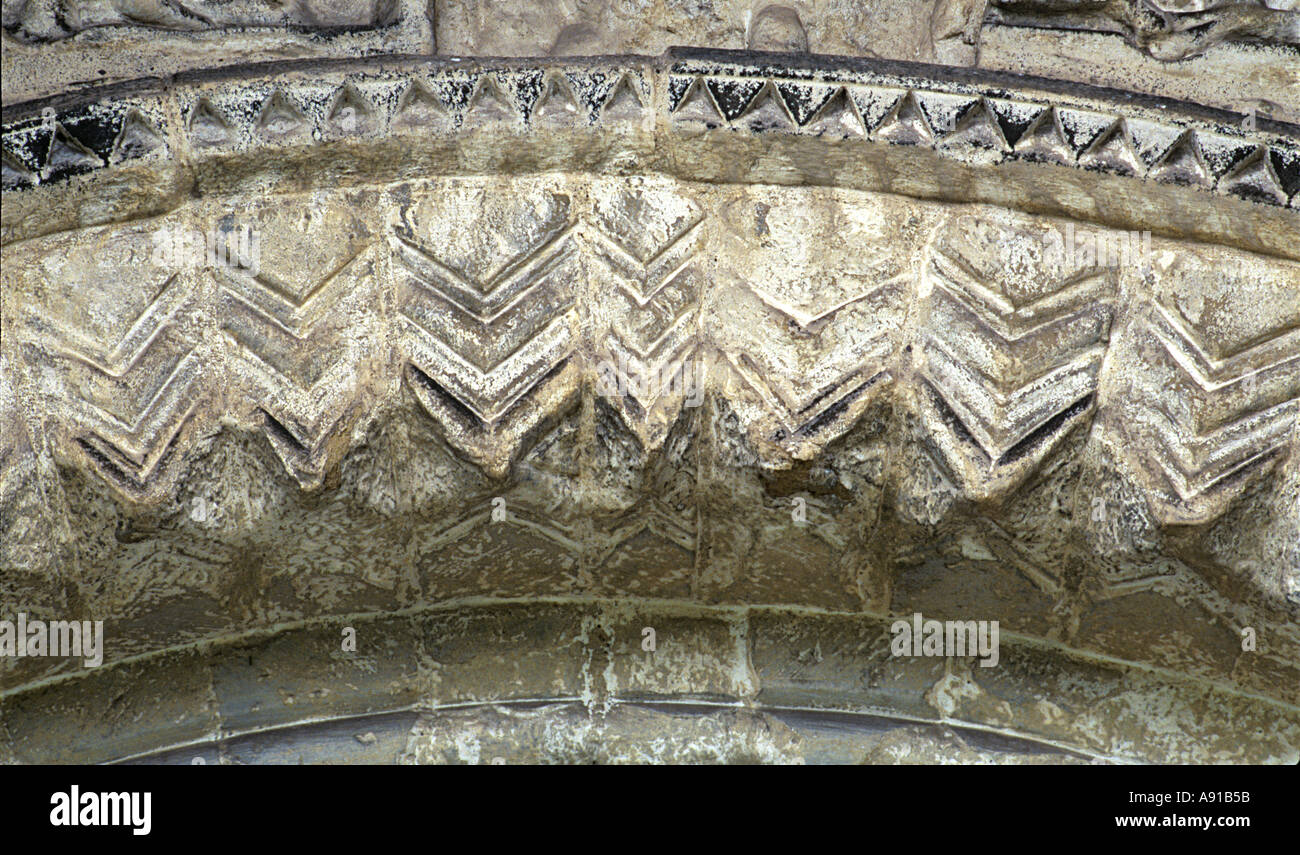 Geometric Patterns Romanesque Typical Romanesque chevron or zig zag pattern to porch doorway at Adel ...
