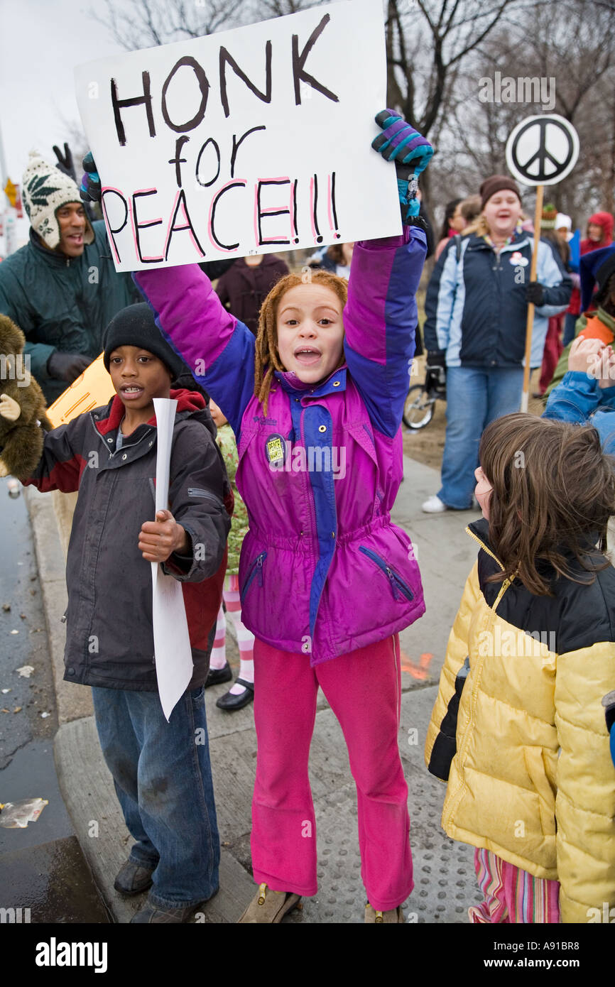 Kids Peace March Stock Photo