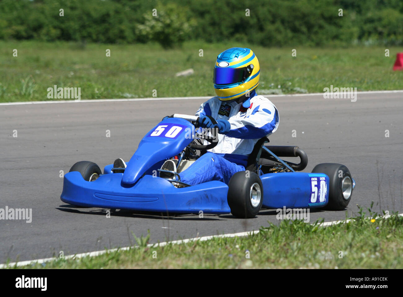 A blue adult 100CC go kart Stock Photo - Alamy