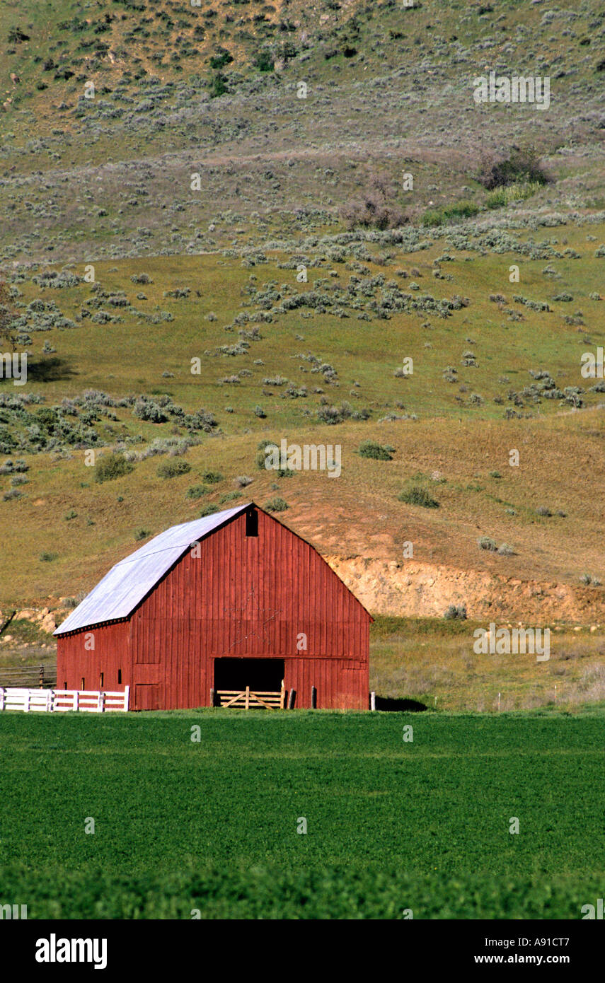 Red barn near Horseshoe Bend, Idaho. Stock Photo