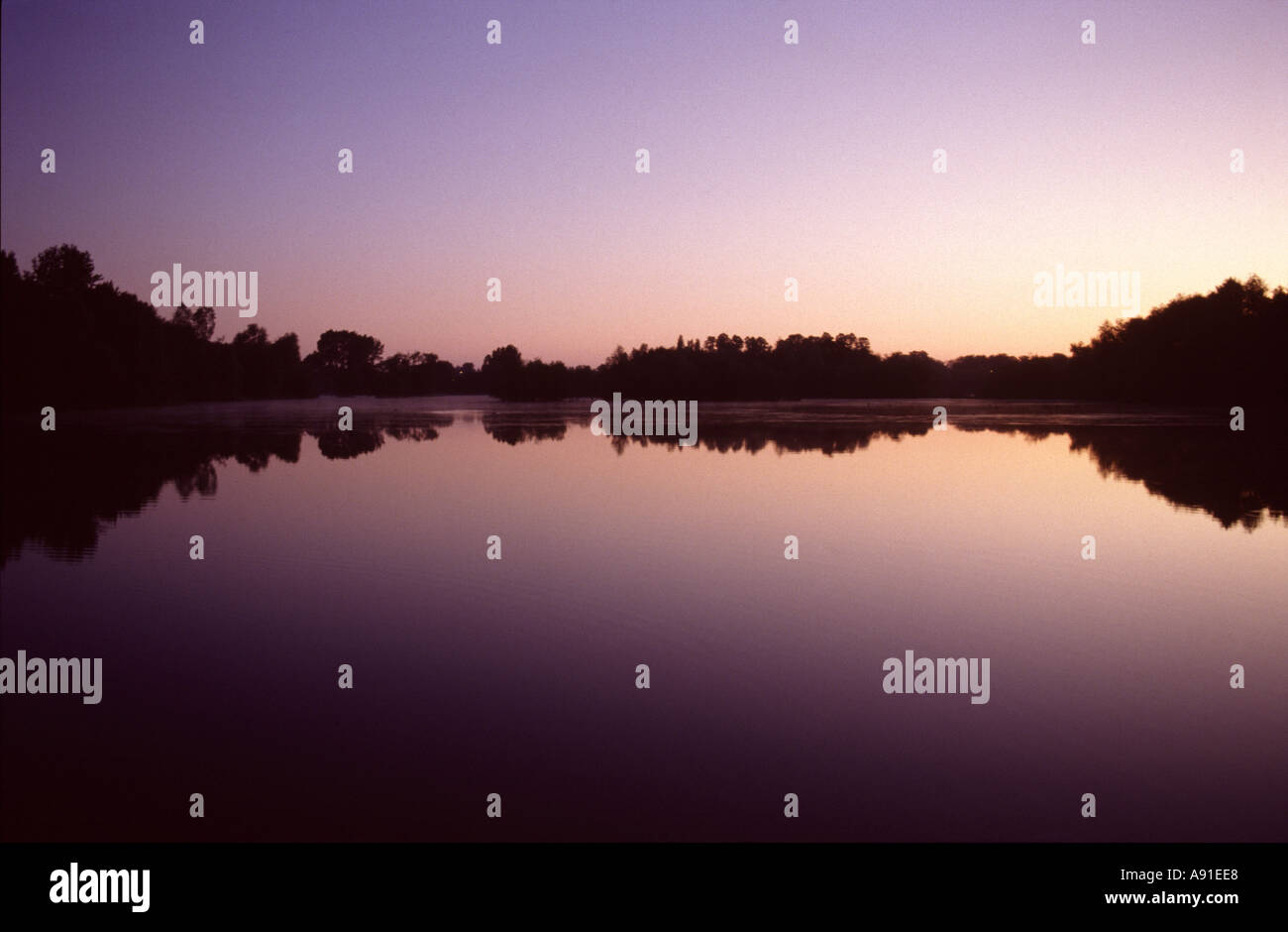 Twyford lake at dawn Stock Photo