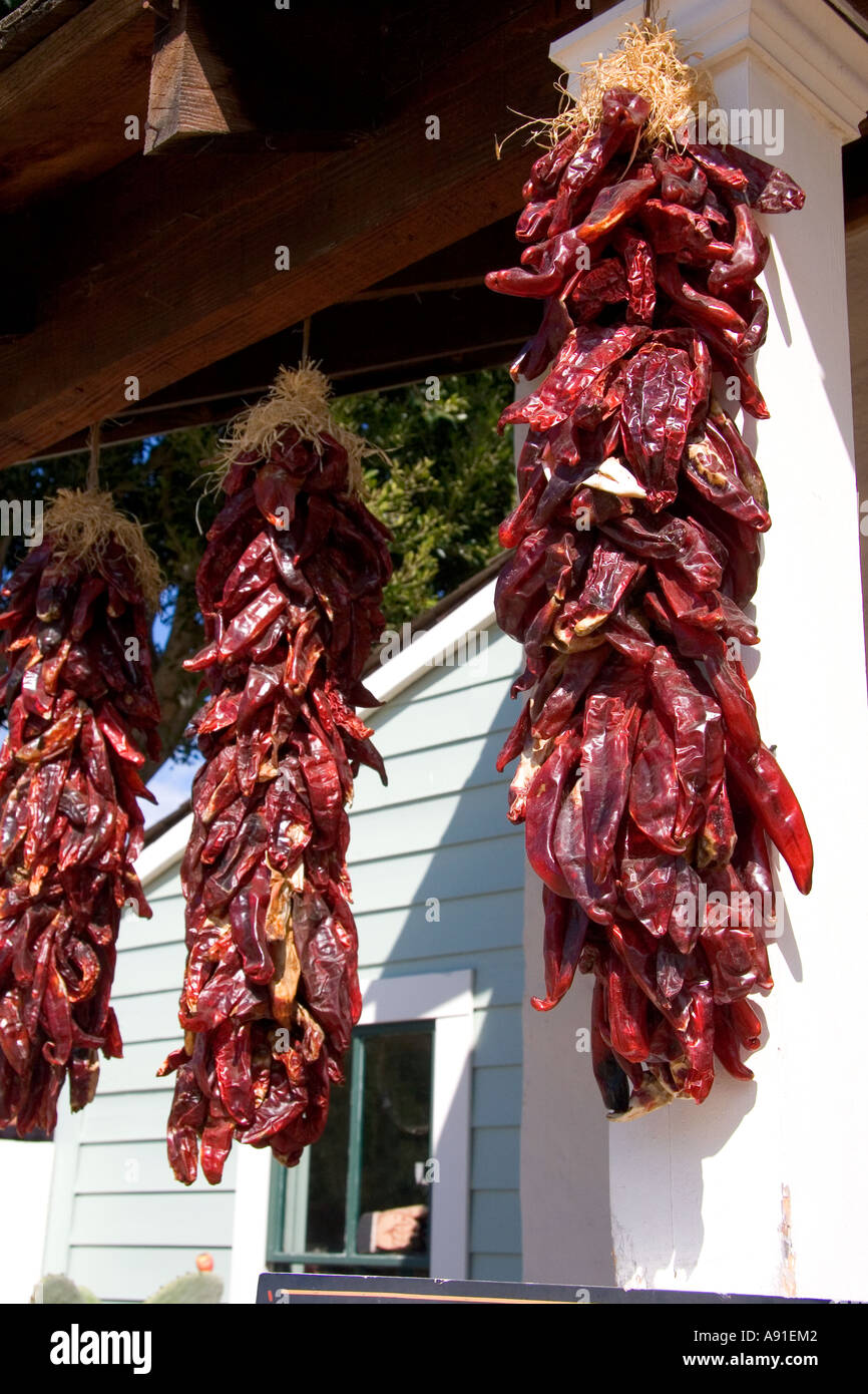 Dried chili peppers hang from a store front at Old Town, San Diego, California Stock Photo Alamy