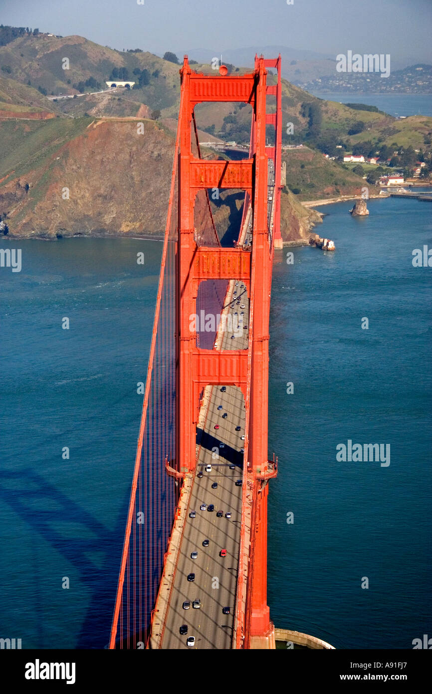Aerial view of the Golden Gate Bridge in the San Francisco bay 