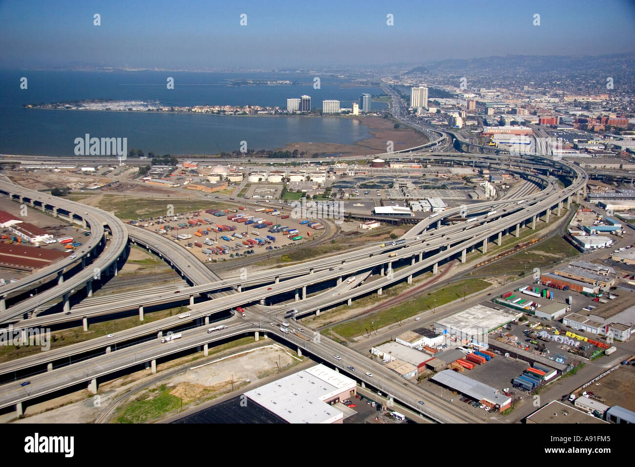 Aerial view freeway oakland california hi-res stock Aerial view freeway oakland california hi-res stock