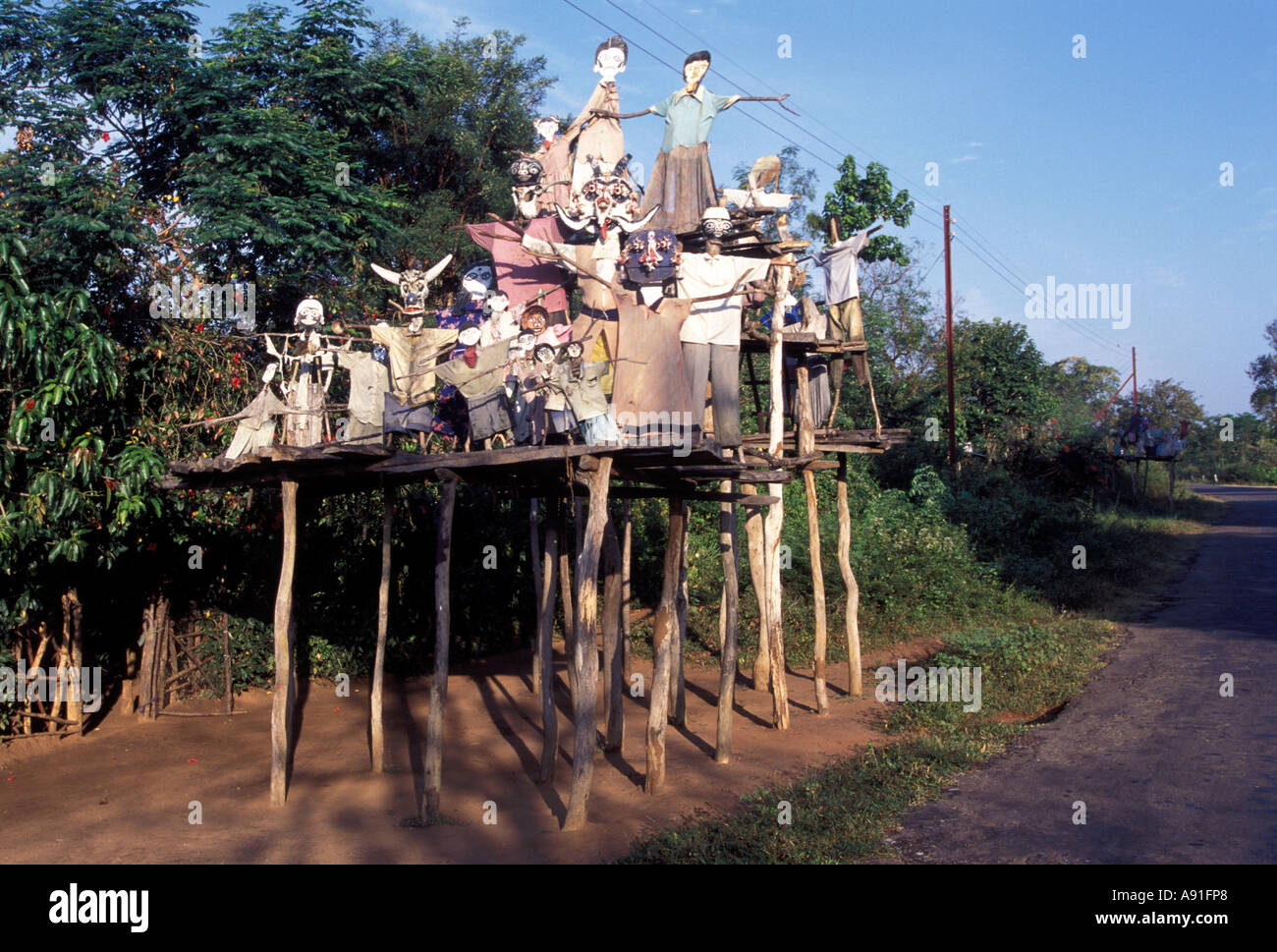 SRI LANKA elephant scaring dummies Stock Photo Alamy