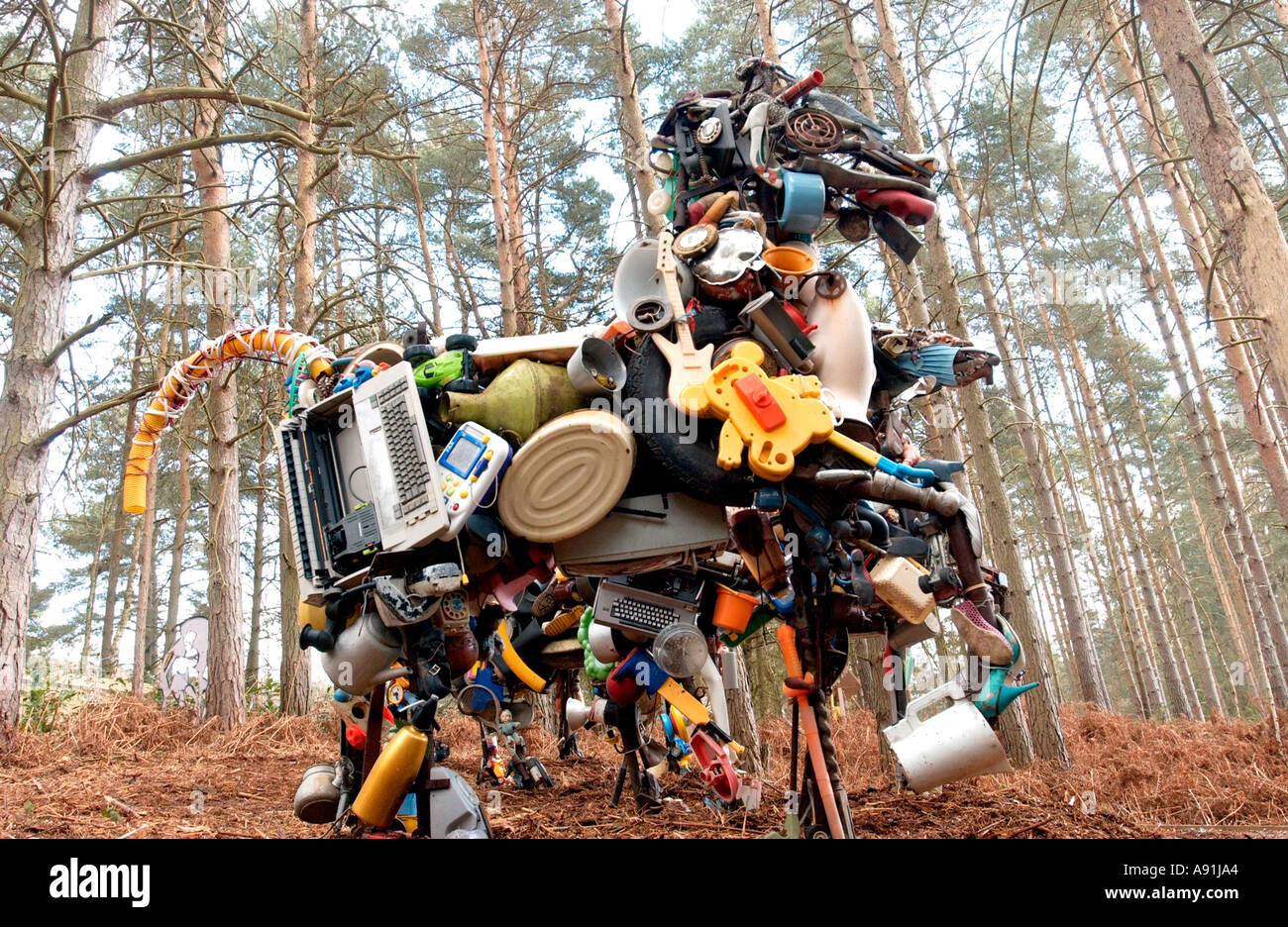 Recycled rubbish makes apocalyptic horses Stock Photo