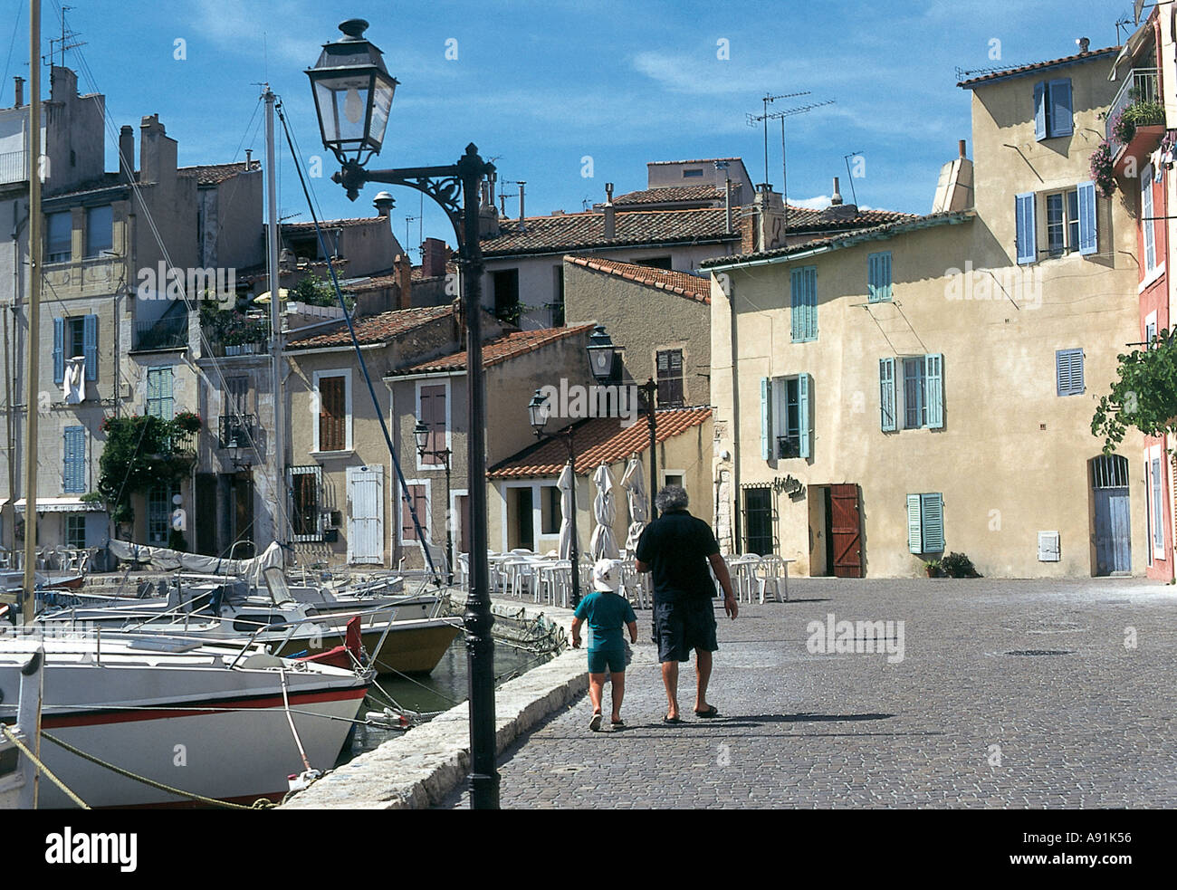 NMJ99717 Road Side Small Town Provence France Europe Stock Photo