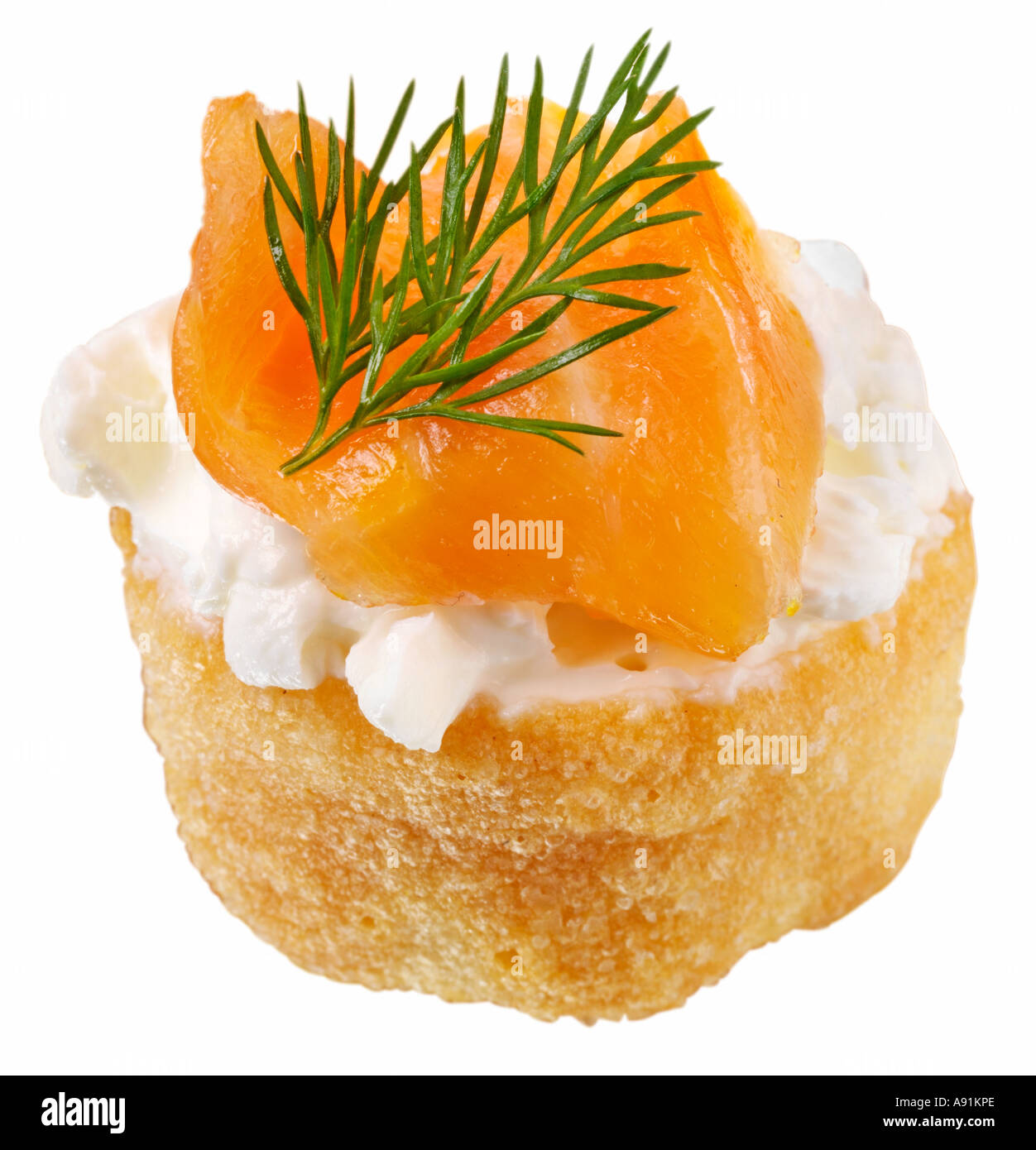 SALMON AND CHEESE CROUSTADE CUT OUT Stock Photo