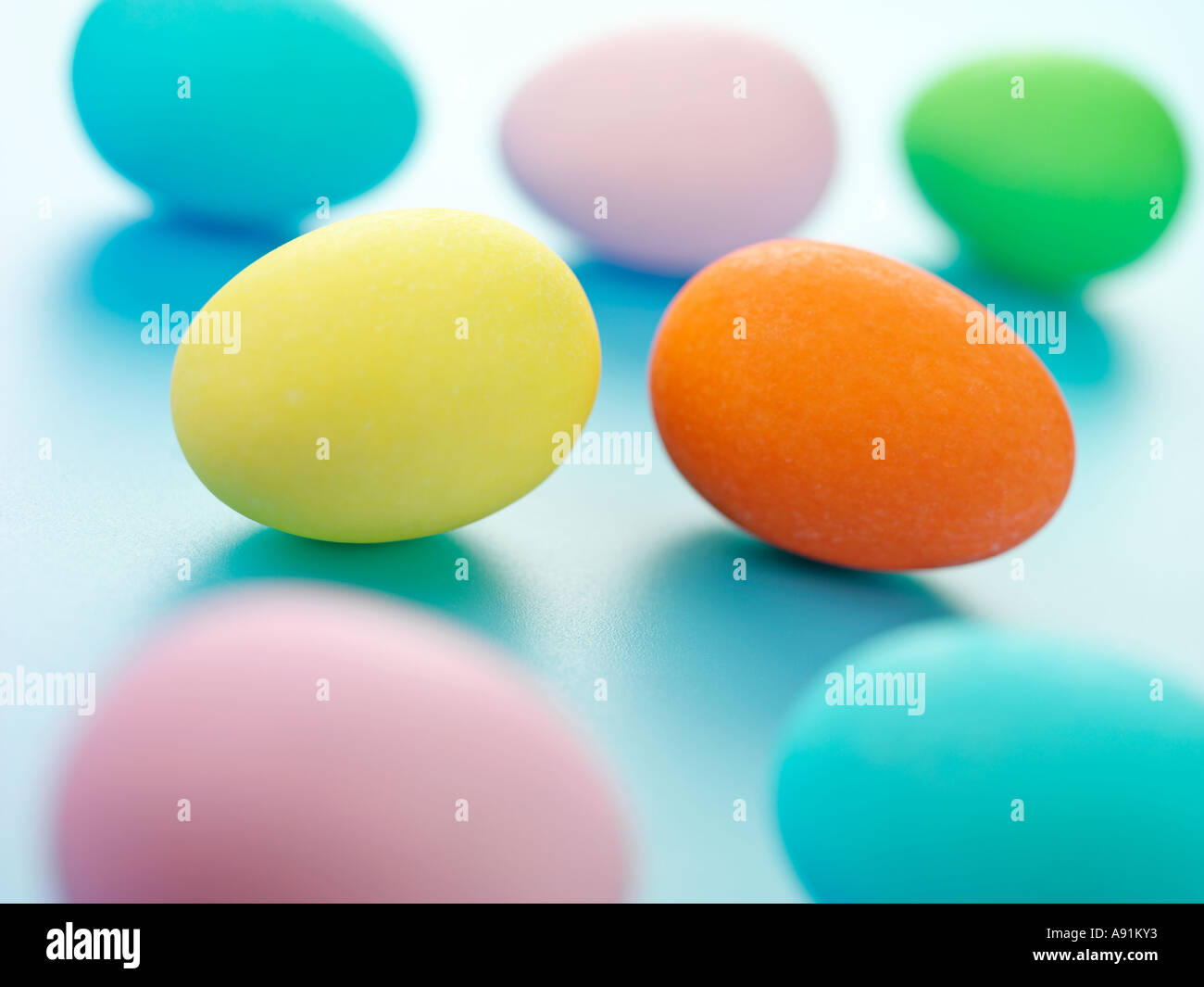 MULTI COLOURED EASTER EGGS Stock Photo