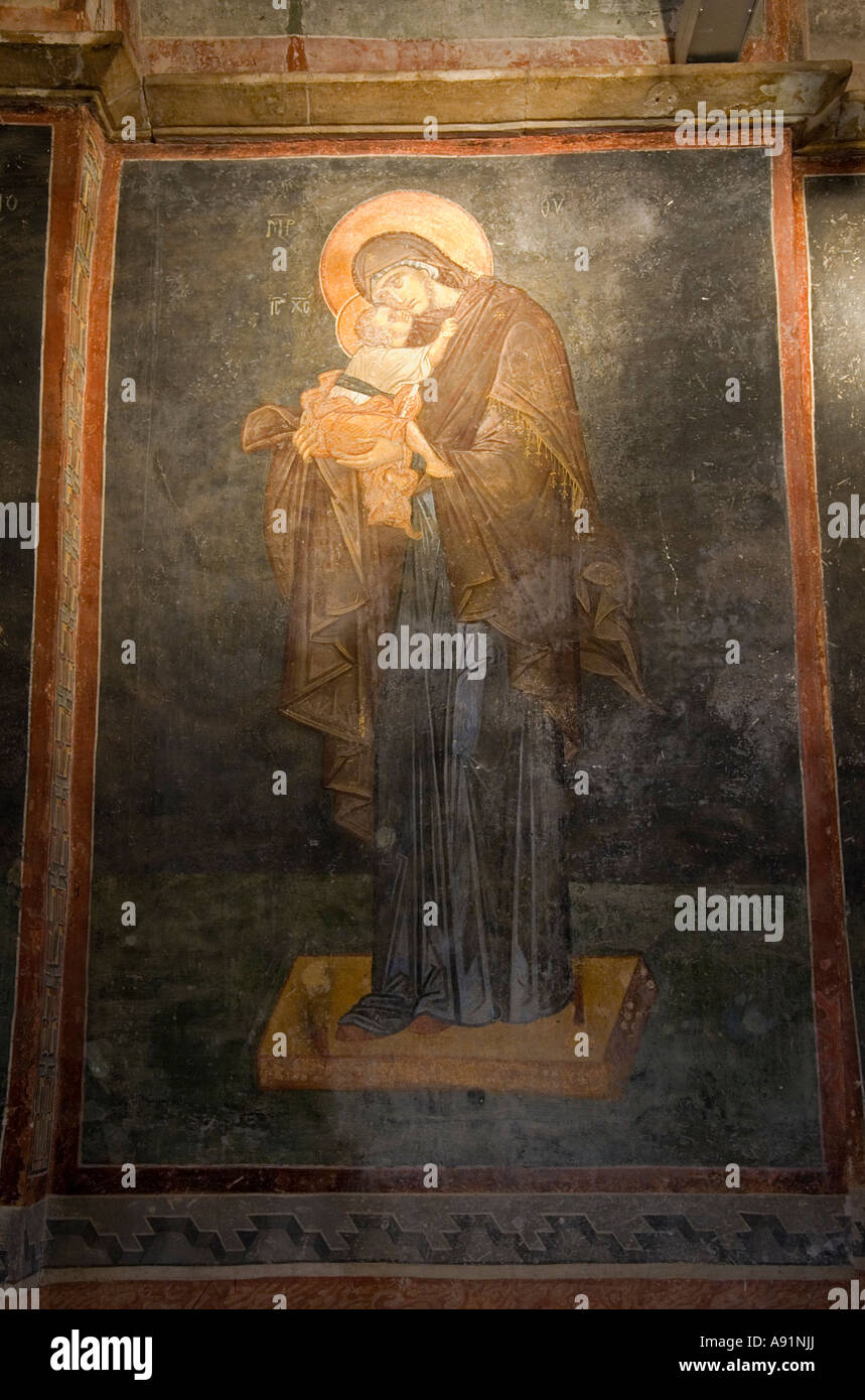 Fresco of compassion and mercy of Eleousa Miriam, Chora Monastery Istanbul. Stock Photo