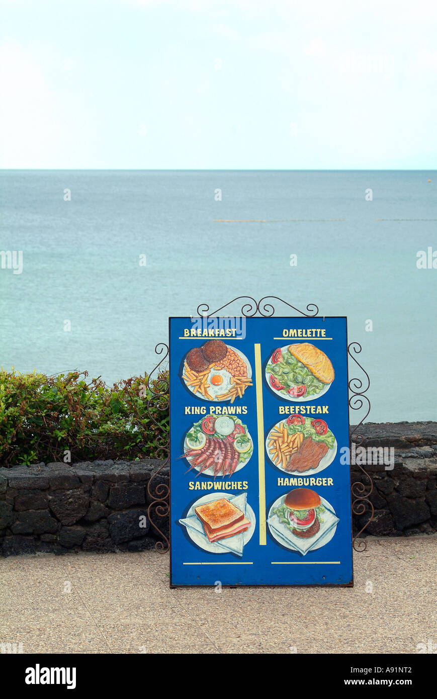 menu at the sea Speisekarte am Meer Stock Photo