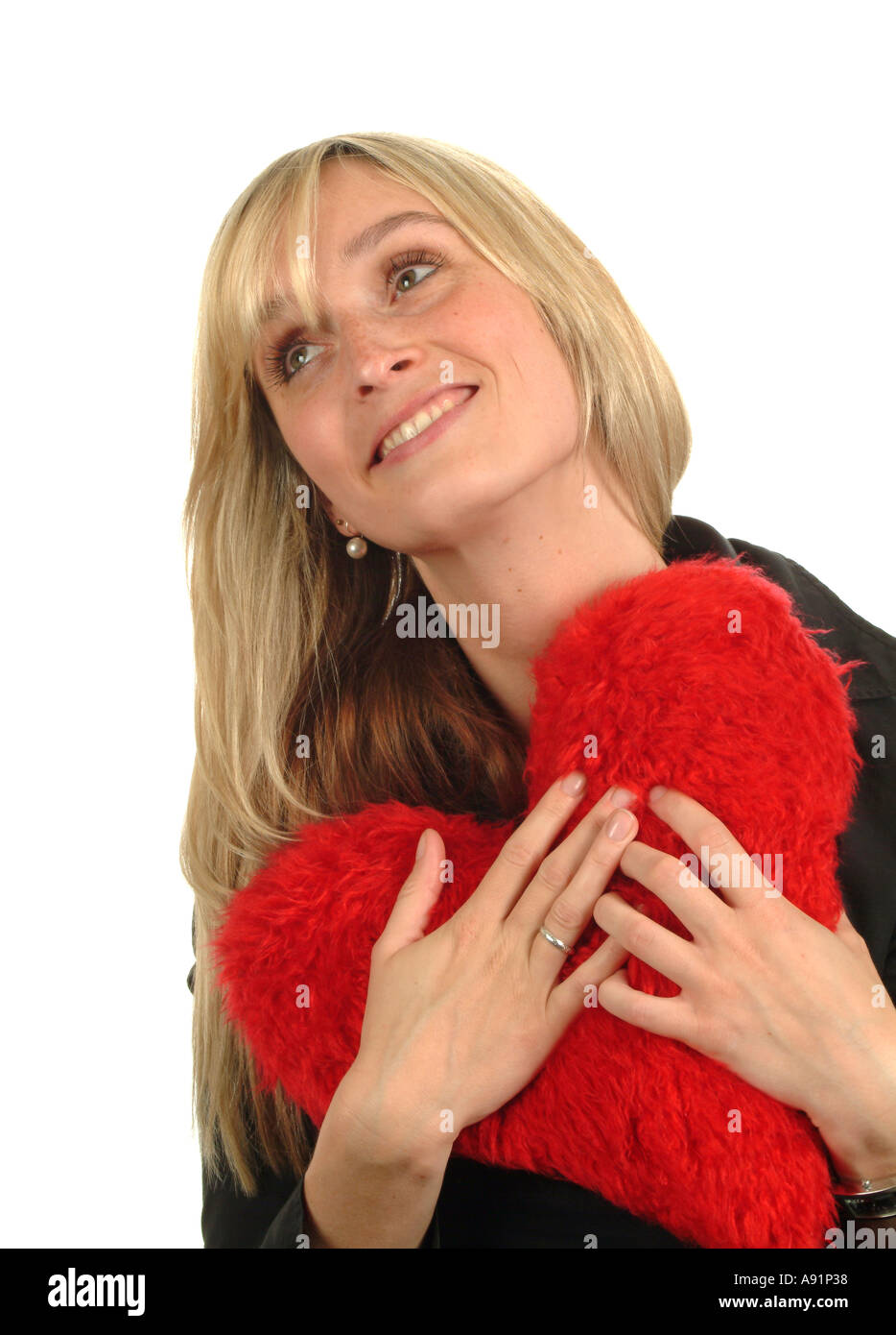 young woman girl with heart Junge Frau mit Herz im Arm Stock Photo Alamy