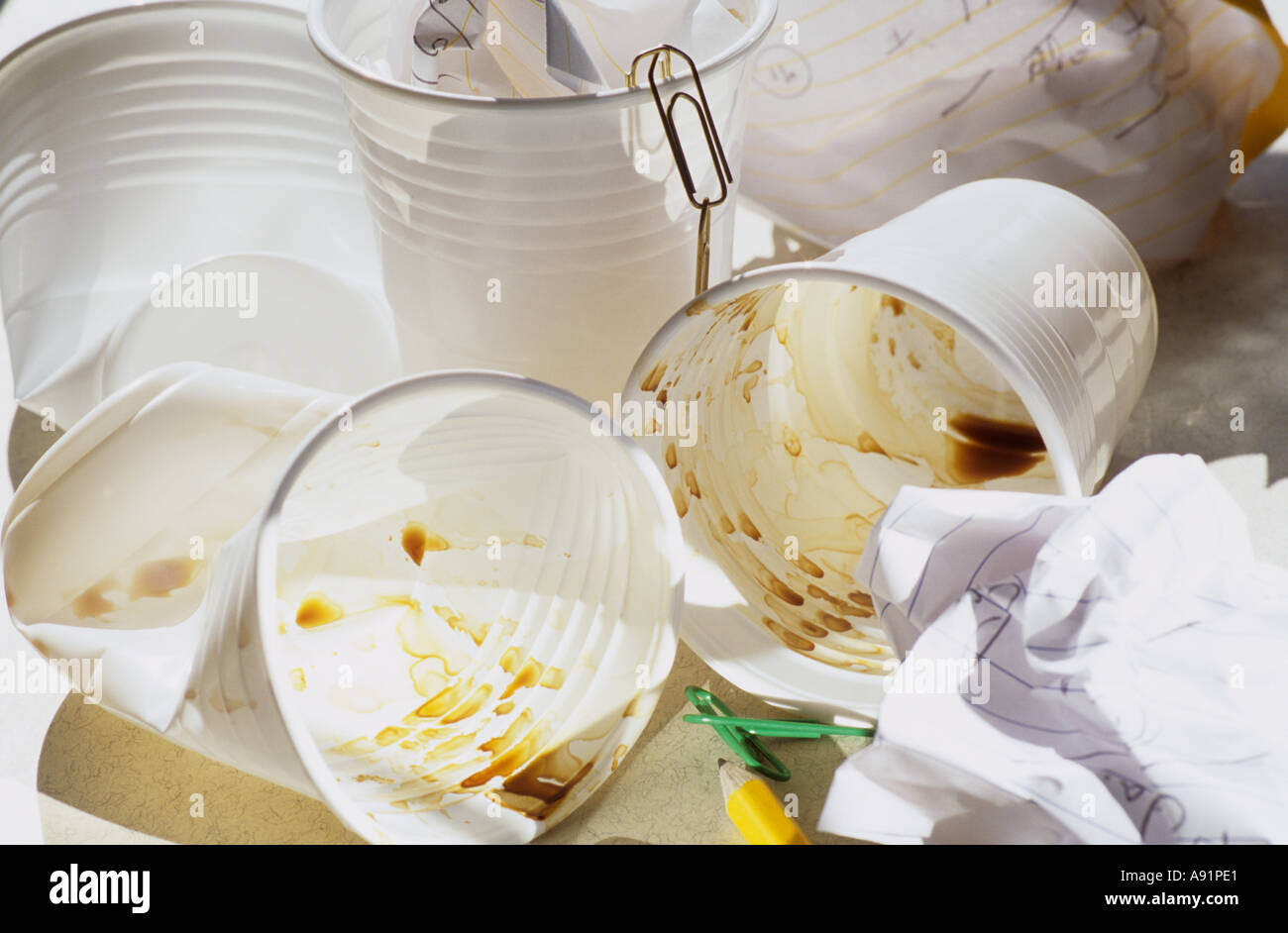 Used coffee cups Stock Photo Alamy