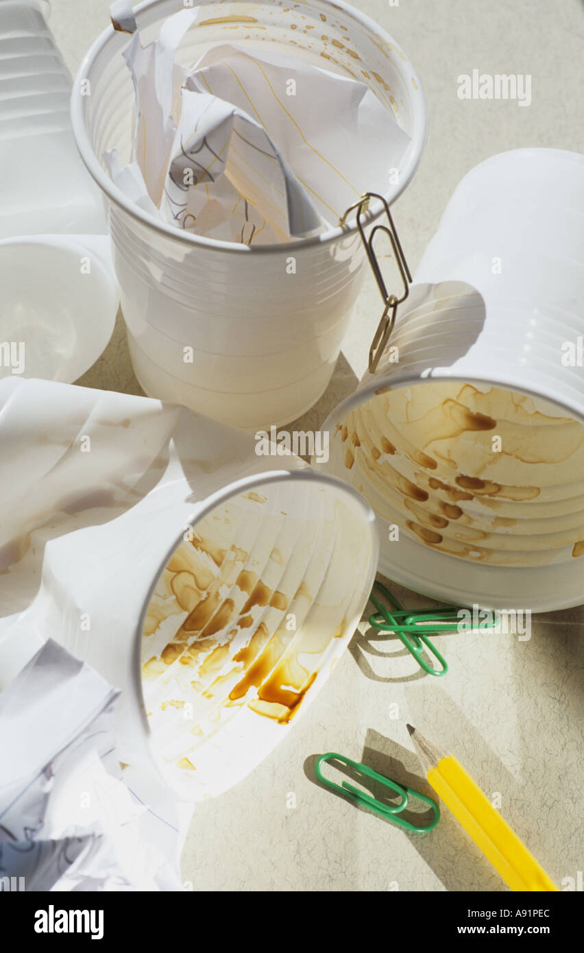 Used coffee cups Stock Photo Alamy