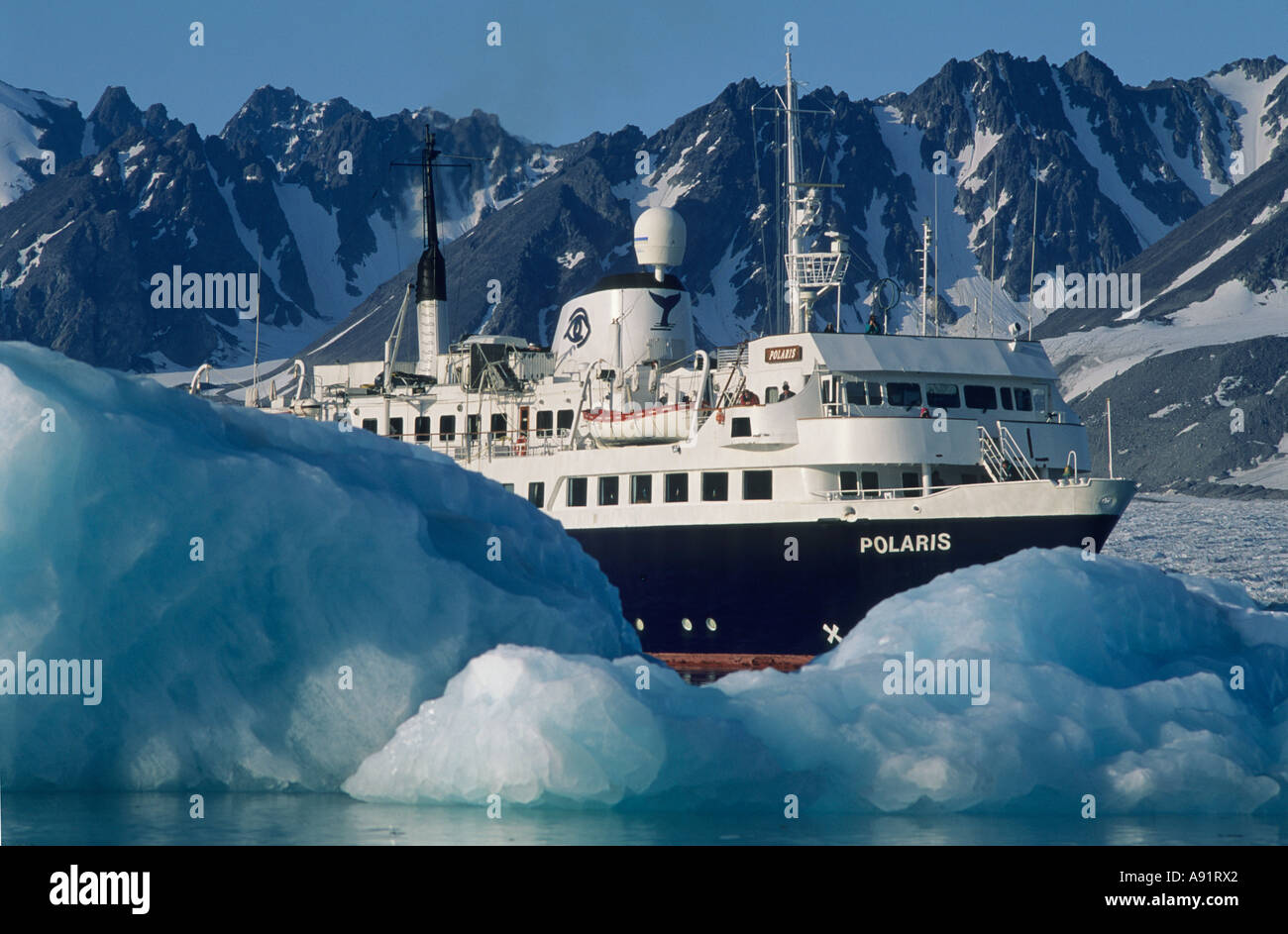 Cruise Ship Polaris, Lindblad Expeditions, Nature cruise in Svalbard, Spitsbergen, Norwegian Arctic Stock Photo