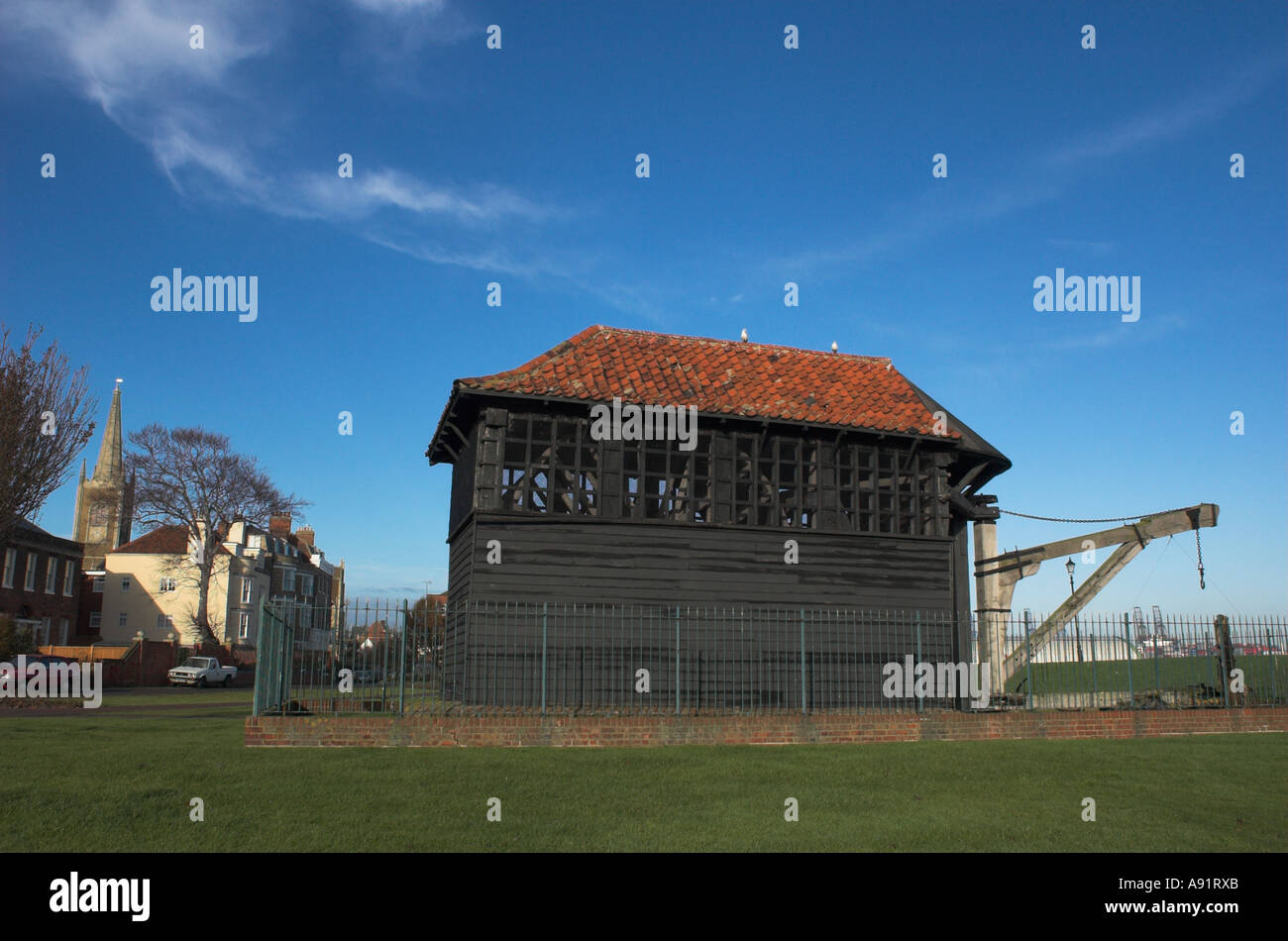 Treadmill crane Harwich Green Essex England Stock Photo Alamy