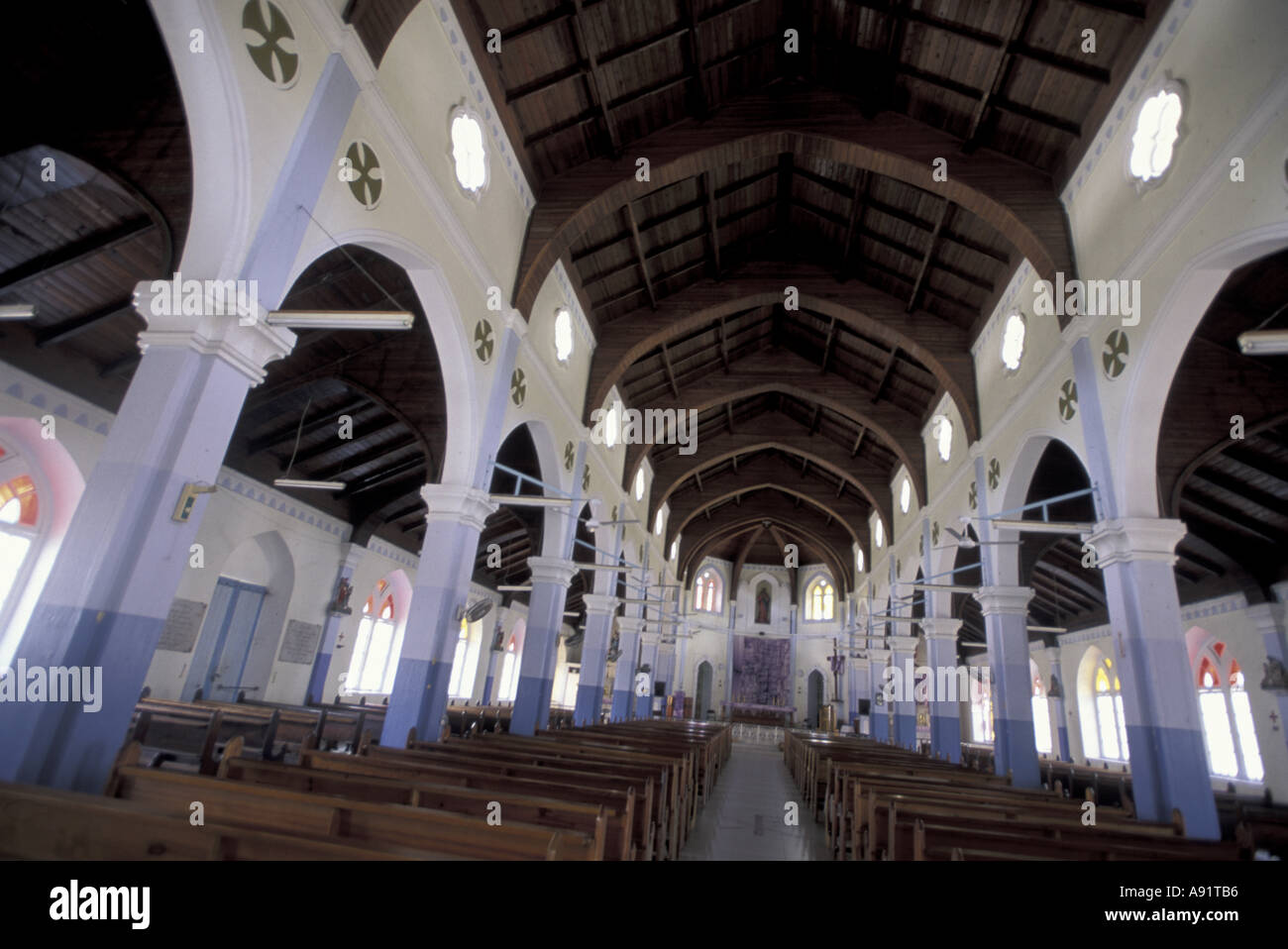 Caribbean, St. Lucia, Soufriere, Lady of Assumption Church interior