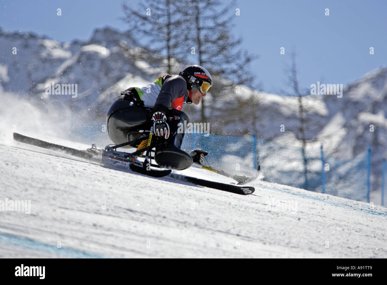Martin Braxenthaler LW10 2 of Germany in the Mens Alpine Skiing Super G Sitting competition Stock Photo