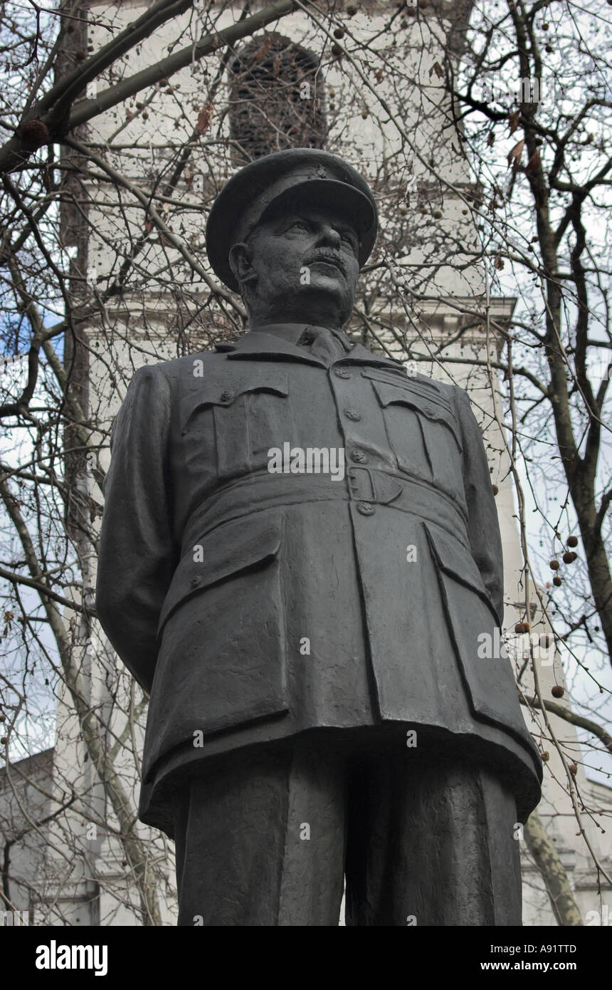 Statue of Marshal of the Royal Air Force Sir Arthur Harris Commander in Chief Bomber Command London England Stock Photo