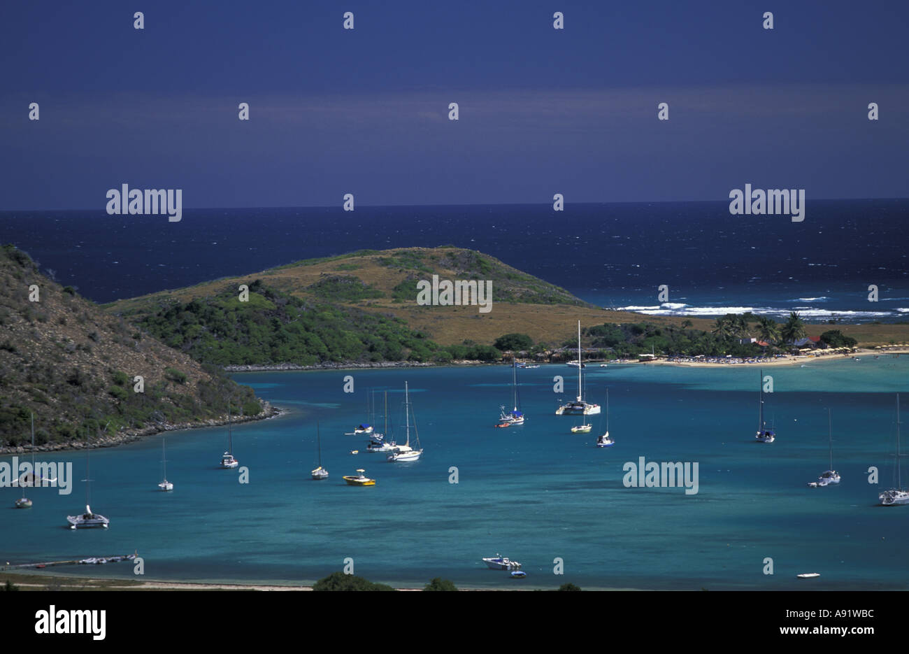Caribbean, French West Indies, St. Martin. Cul de Sac; Orient Bay; aerial  view of the bay Stock Photo - Alamy