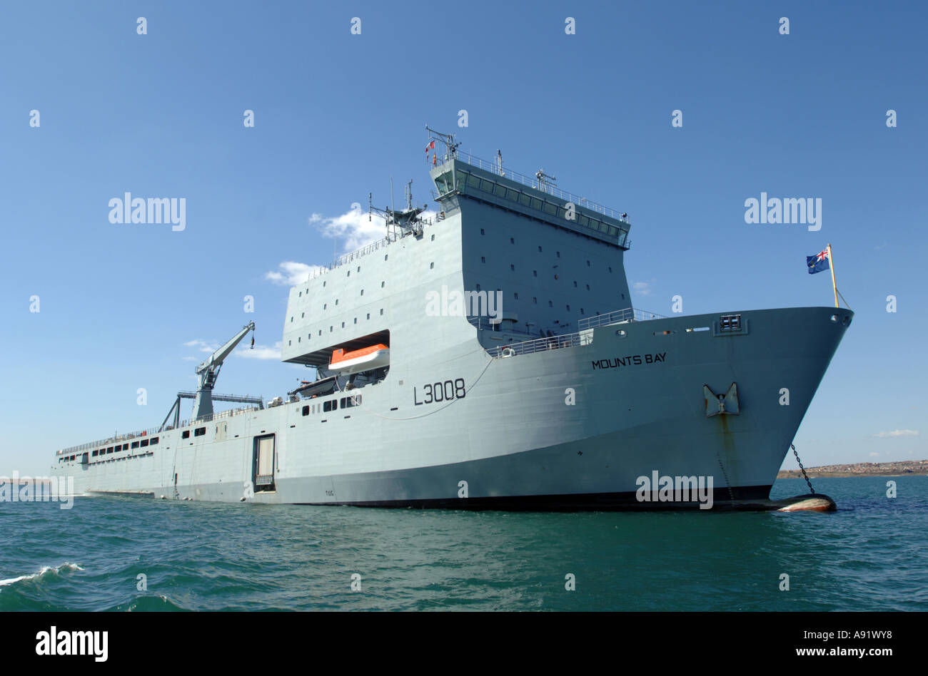 Royal Fleet Auxiliary ship Mounts Bay Stock Photo