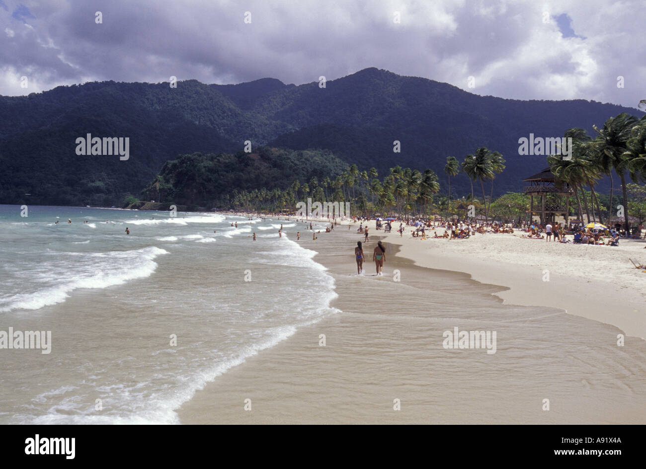 Caribbean, Trinidad. View of beach at Maracas Bay Stock Photo Alamy