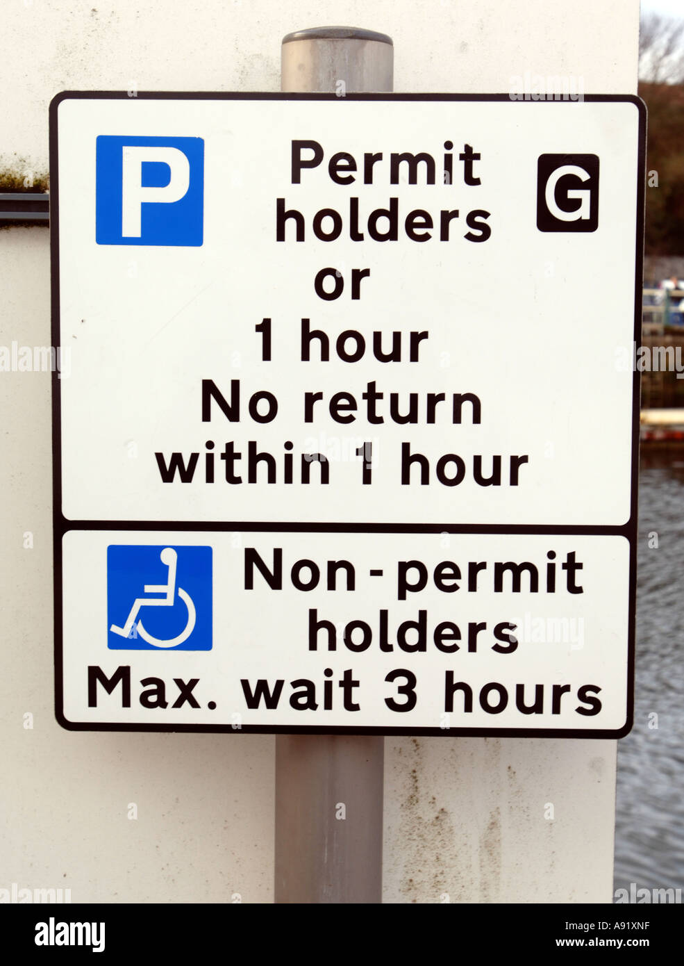 Parking restriction road sign, Britain, UK Stock Photo Alamy