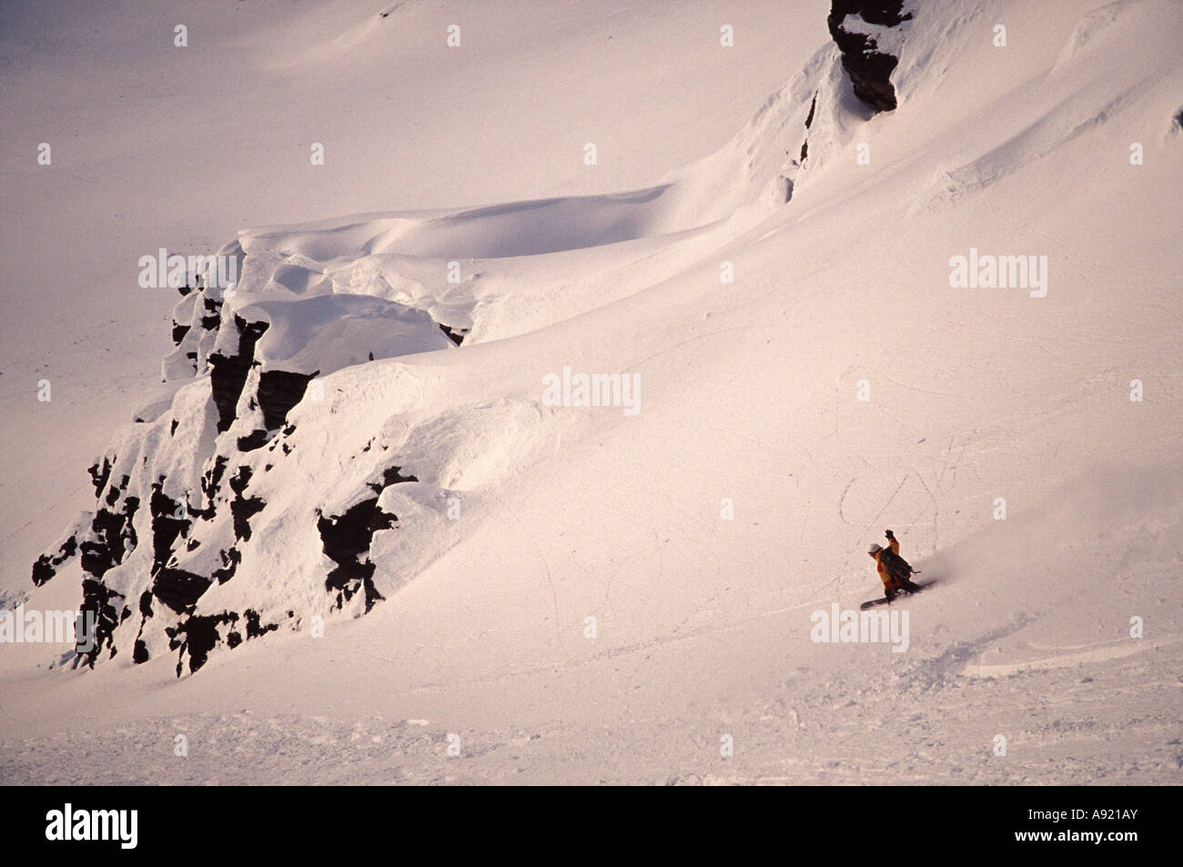 Jamie Weeks snowboarding Valdez Alaska Valdez Heli Ski Guides Stock Photo