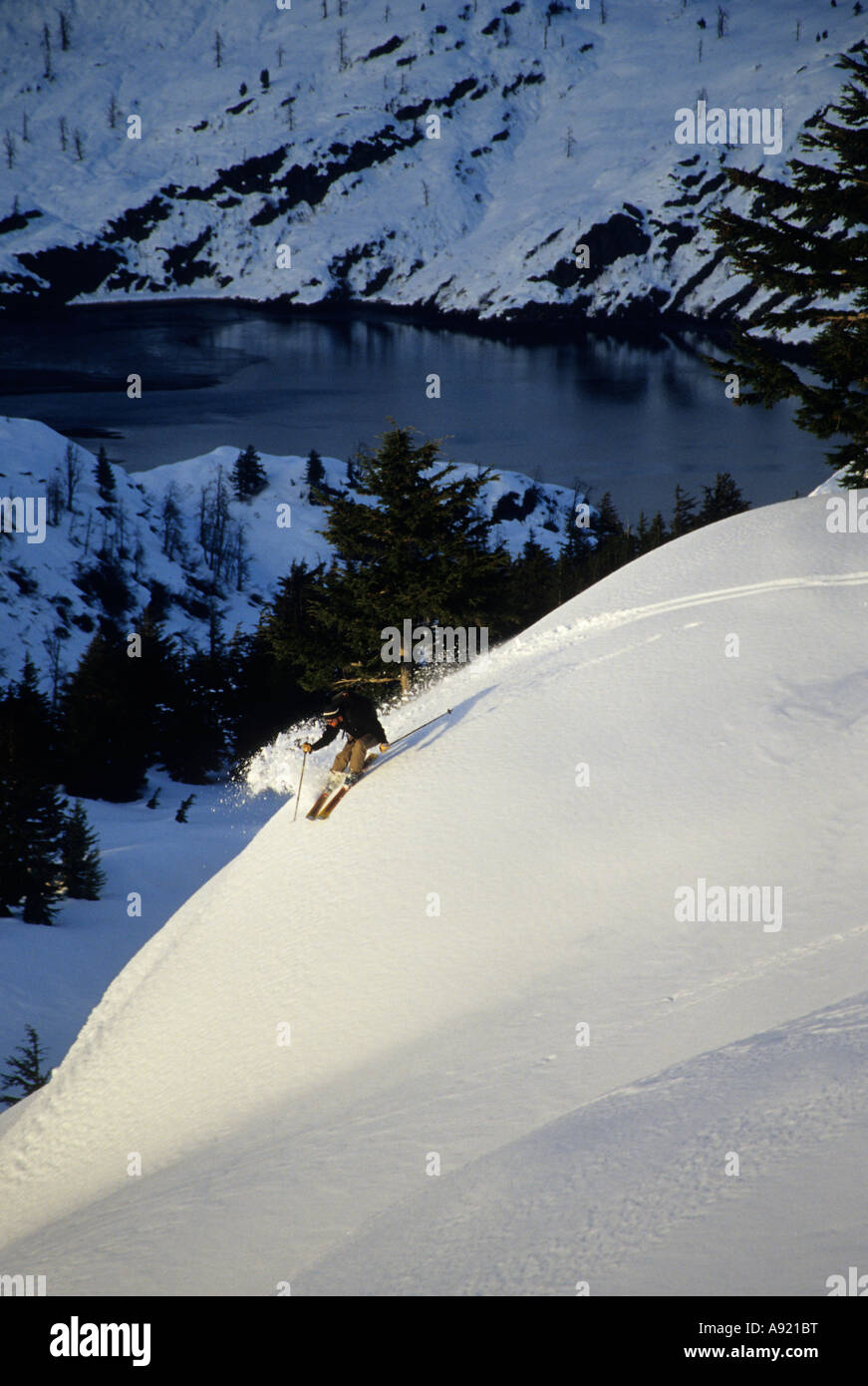 Dylan Sloan touring above Shoup Bay Prince William Sound Alaska Stock Photo