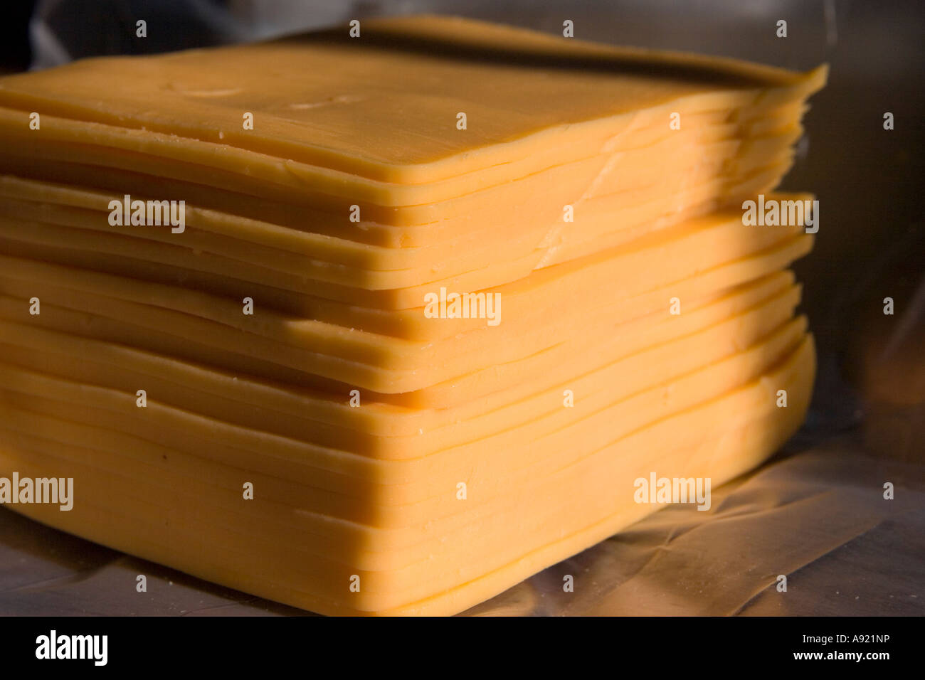 American style sliced cheddar cheese Stock Photo Alamy