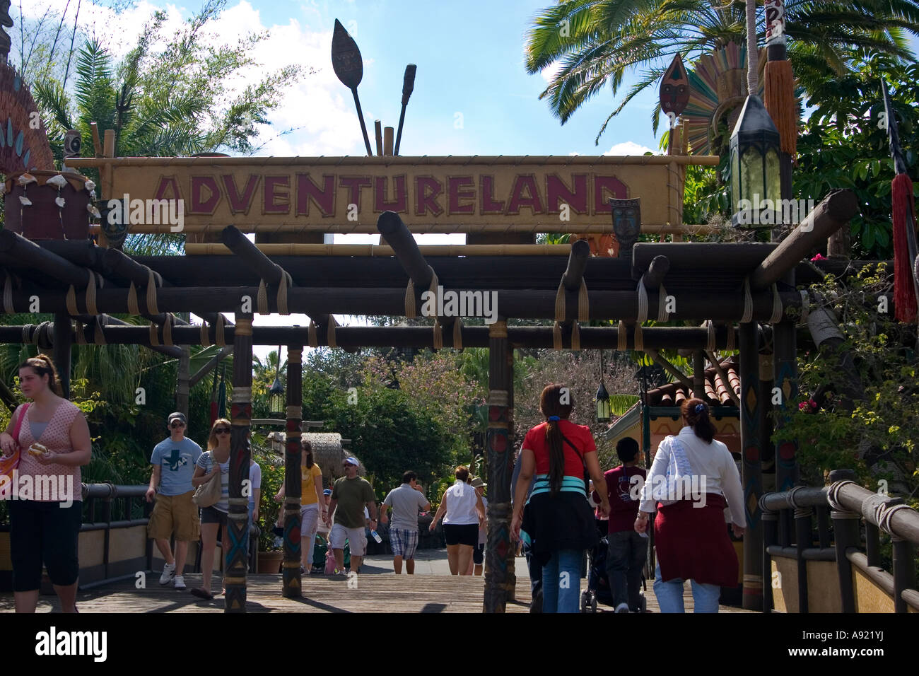 Adventureland Park Entrance. Walt Disney's Magic Kingdom, Orlando, Florida, United States Stock Photo