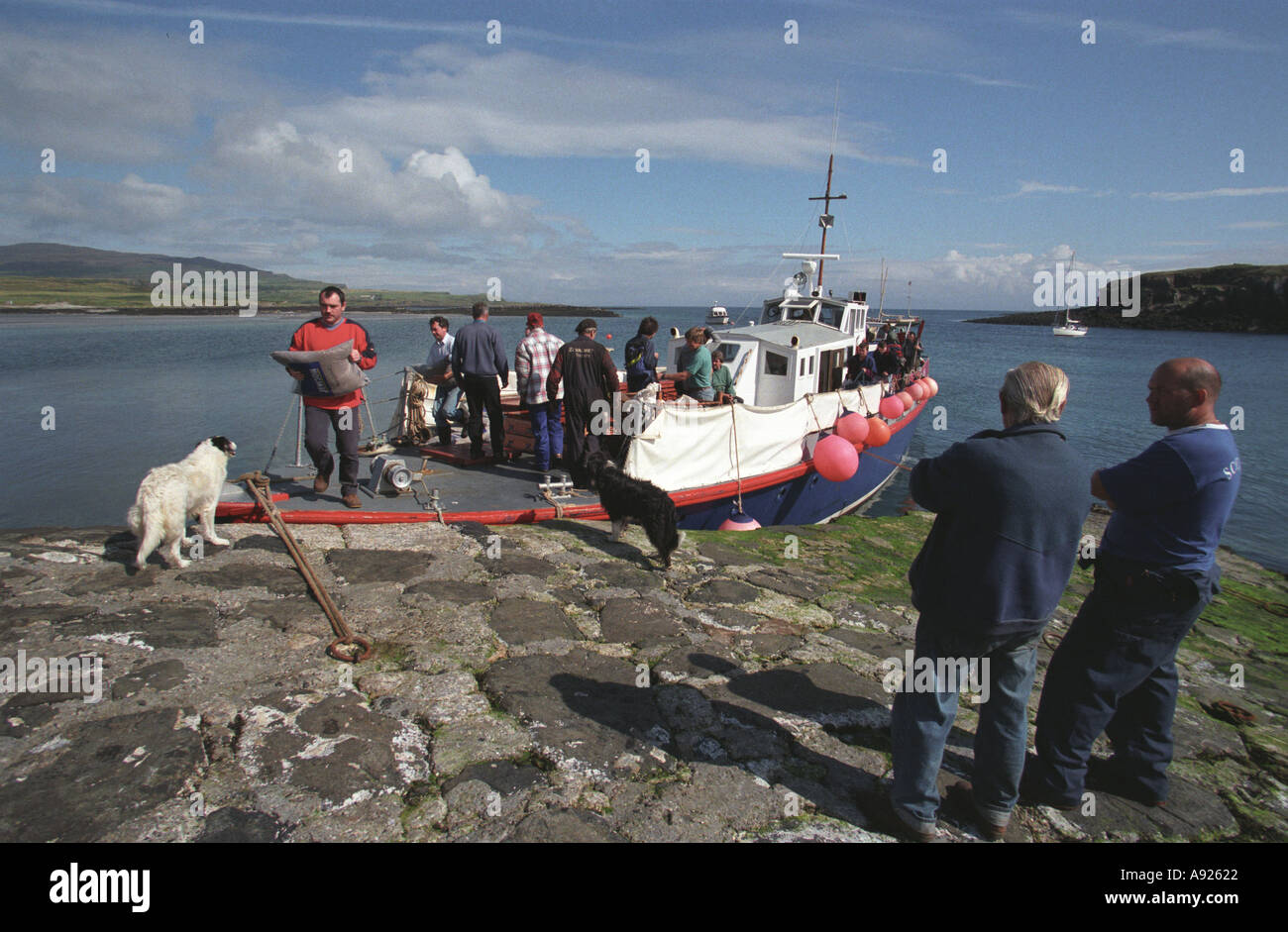 M V Shearwater arrives with Tourists to visit the Isle of Eigg Stock Photo