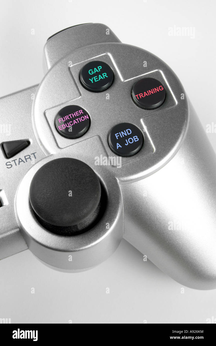 Digitally manipulated image of a games controller to portray concept of choices facing a school leaver Stock Photo