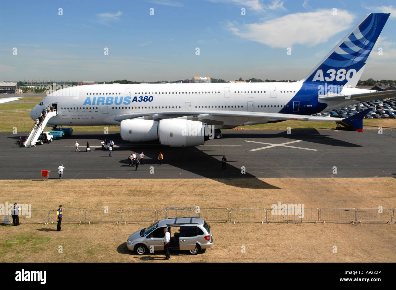 The Airbus A380 on display at the Farnborough Airshow Hampshire U K Monday July 17 2006 Photographer Rogan Macdonald Stock Photo