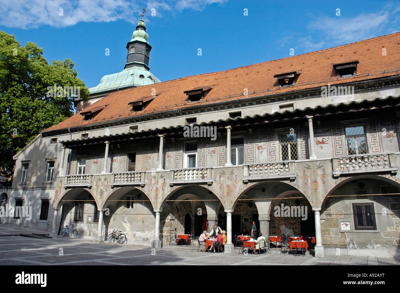 Krizanke, originally monastery of the Order of Teutonic Knights, now culture centre, Ljubljana, Slovenia Stock Photo
