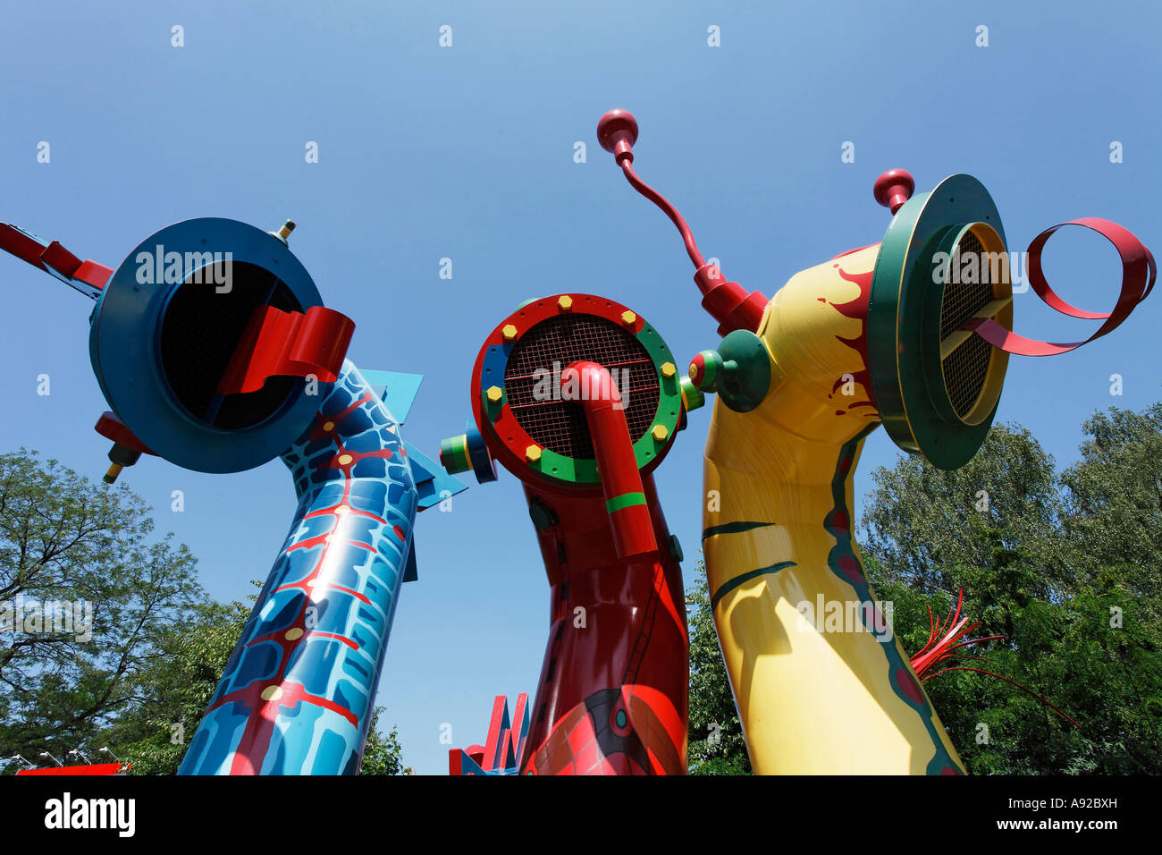 Imaginative ventilation building of the town draining, Nessy, Duesseldorf, NRW, Germany Stock Photo