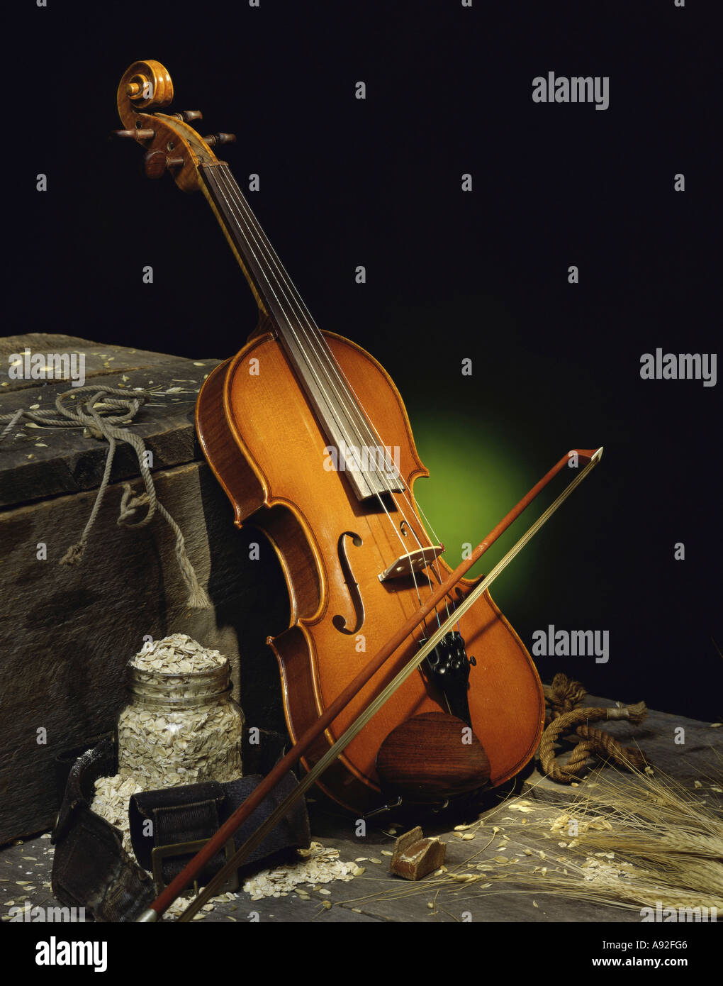 Violin and a bow Stock Photo - Alamy