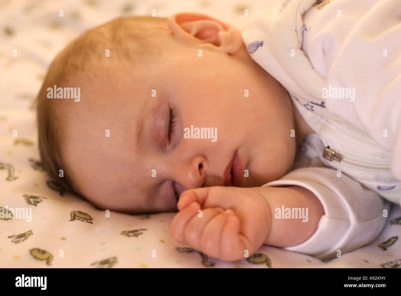 Sleeping baby boy, 6 months old Stock Photo